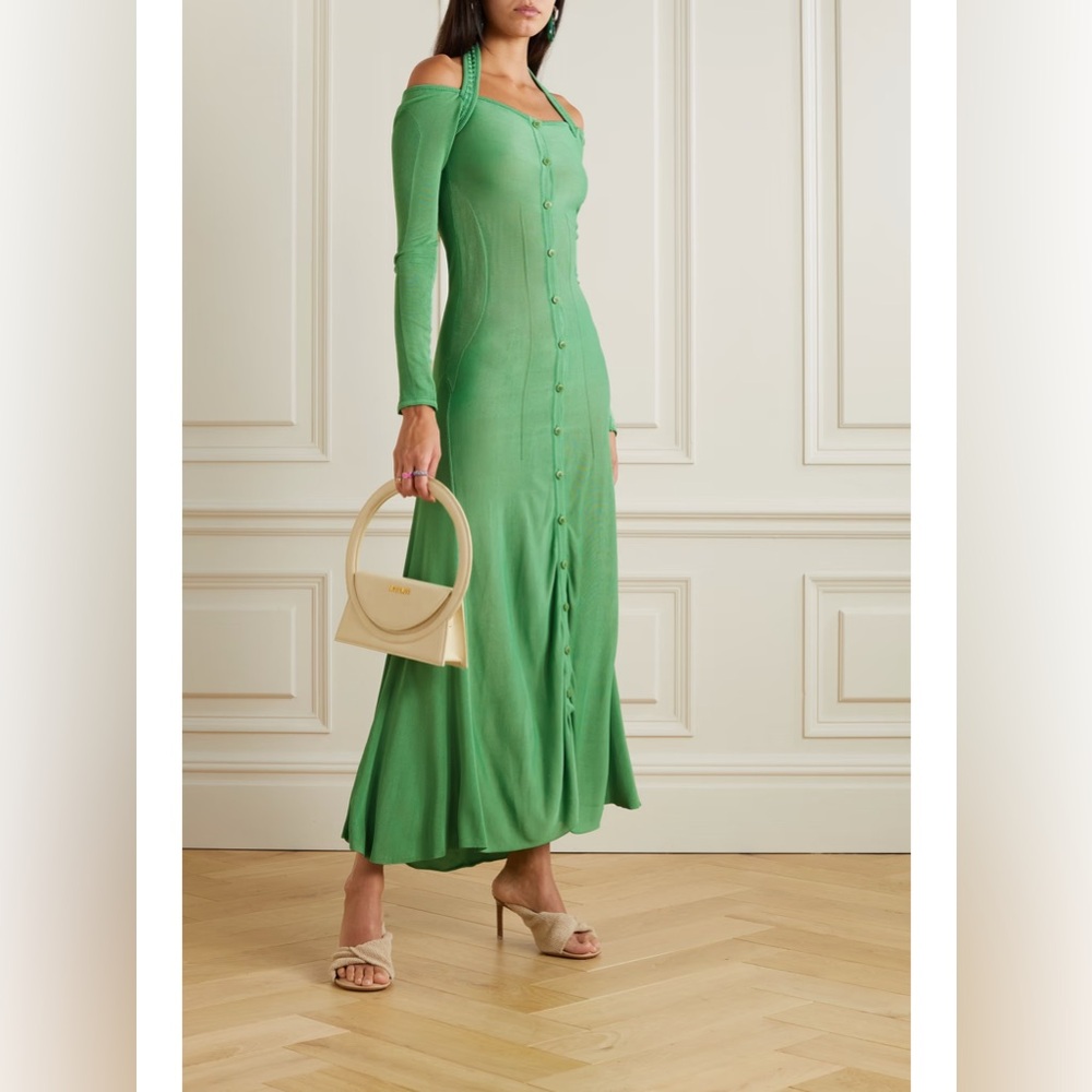 Jacquemus Mint Green Off-Shoulder Button-Front Maxi Dress - Picture 1 of 9